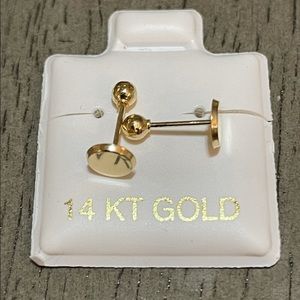 Solid Gold 14 Karat Yellow Disc 5mm Round  Stud Earring 
100 %